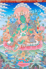 Thangka Green Tara detail - ShanThangka